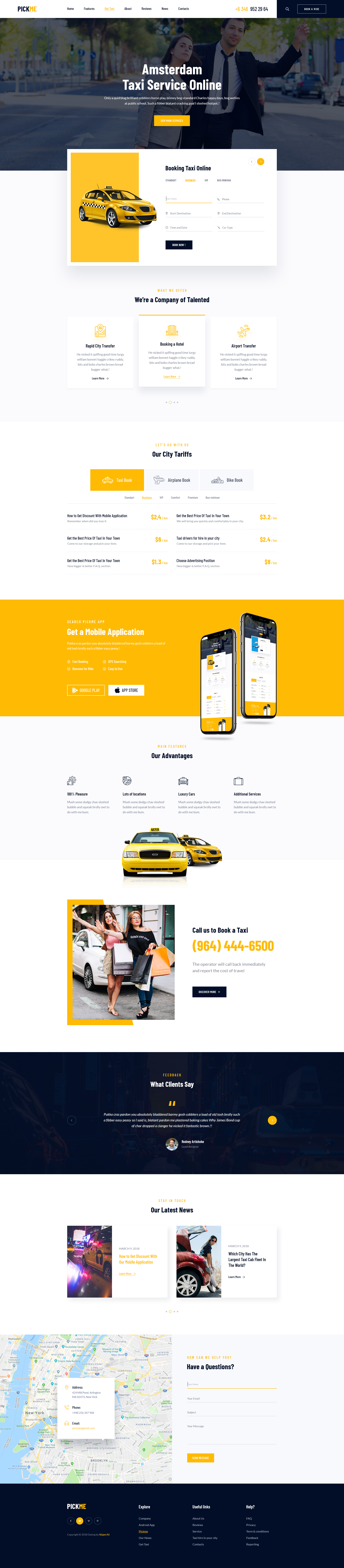 PickMe – Modern Taxi Cab Rental Service HTML Template